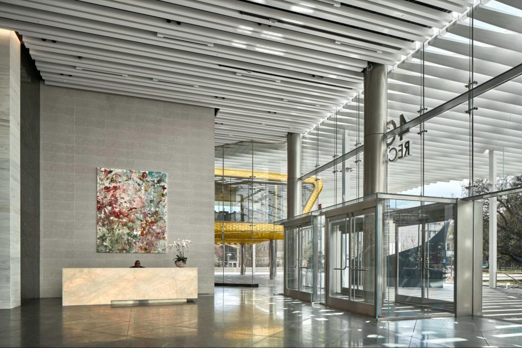 400 Record Glass Facade from the Lobby