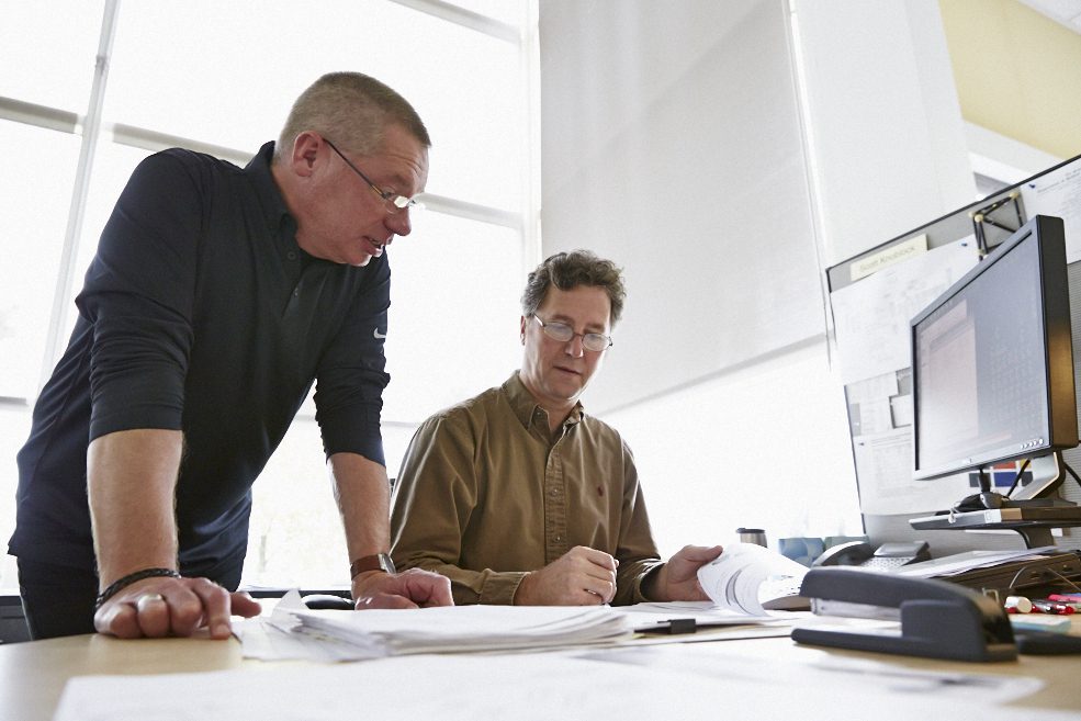 People working at a computer