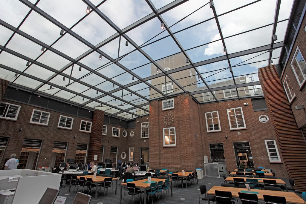 Kingston University large glass skylight