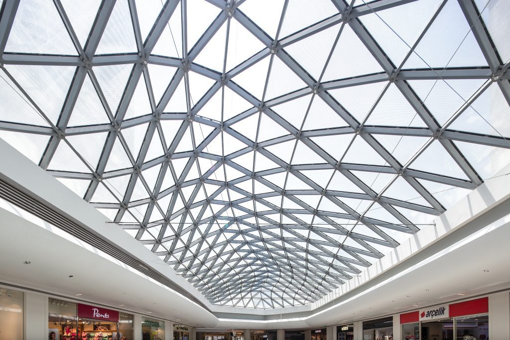 large glass skylight in Akasya mall
