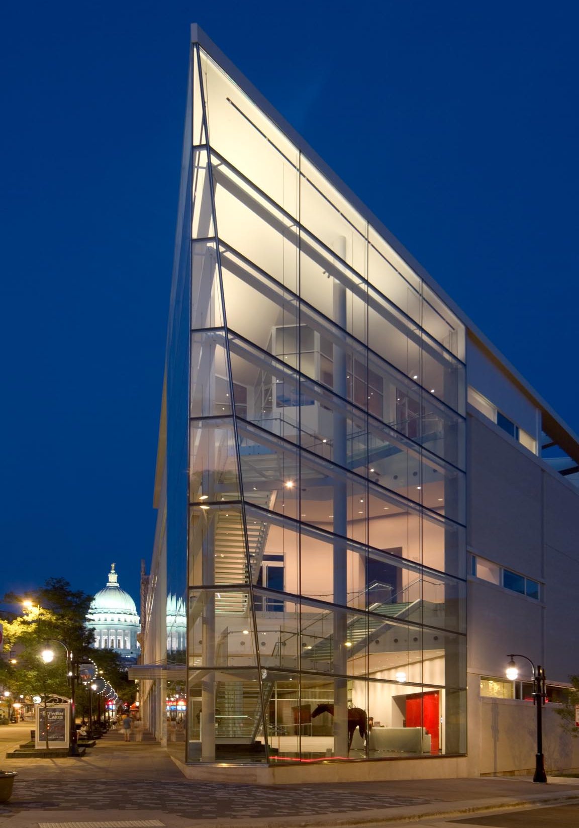 Overture 3 Building with glass walls and stairway