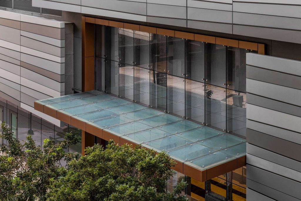 Glass canopy in front of Brickell City Centre: Miami, Florida, USA