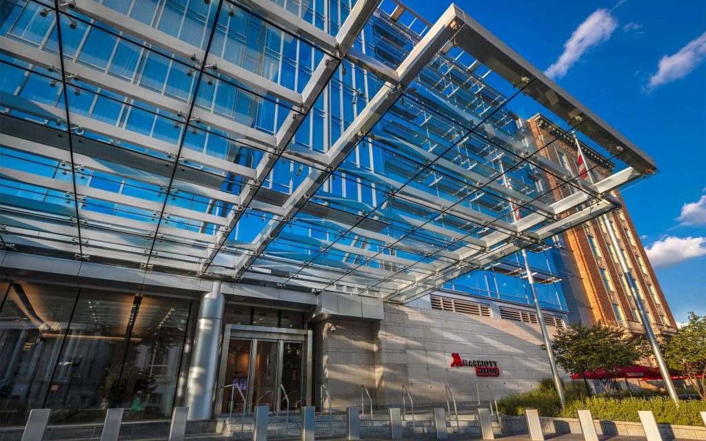 Large glass canopy at Marriott Marquis: Washington, DC, USA